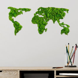 Wallity World Map Escultura de pared Verde